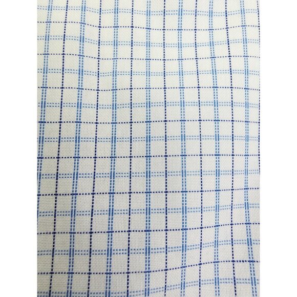 Stafford Regular Fit 18 36-37 White Black Blue Check Button Down Executive Shirt - Picture 6 of 9